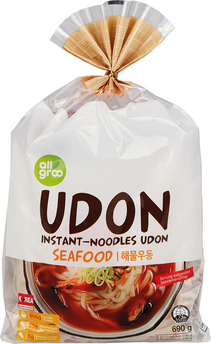 ALL GROO Udon Instant Nudeln mit Fisch- und Meeresfrüchtengeschmack 3x230g