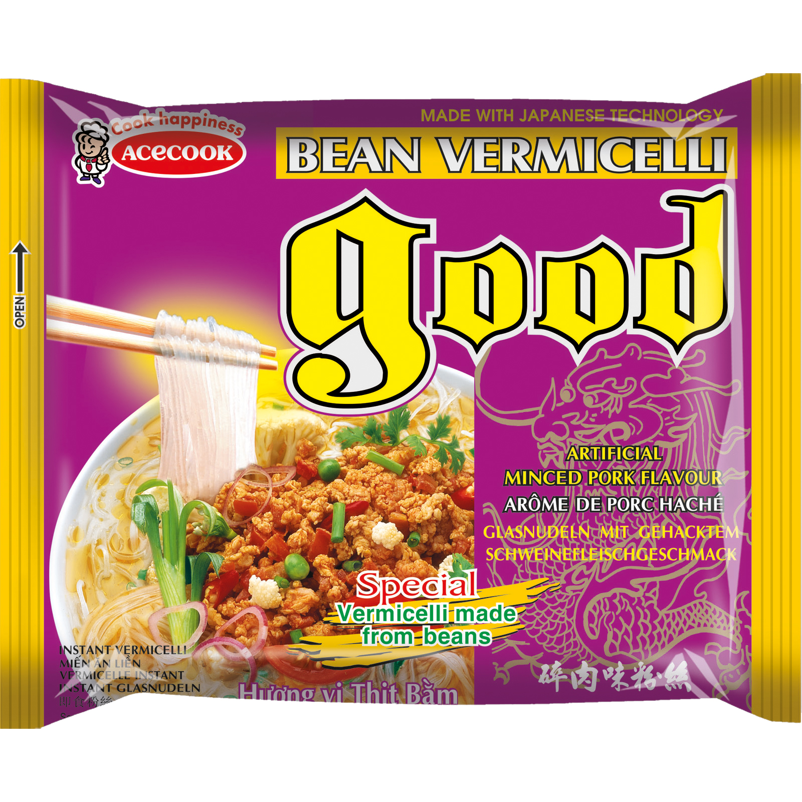 ACECOOK Instant Glasnudeln mit gehackte Schweinegeschmack 57g