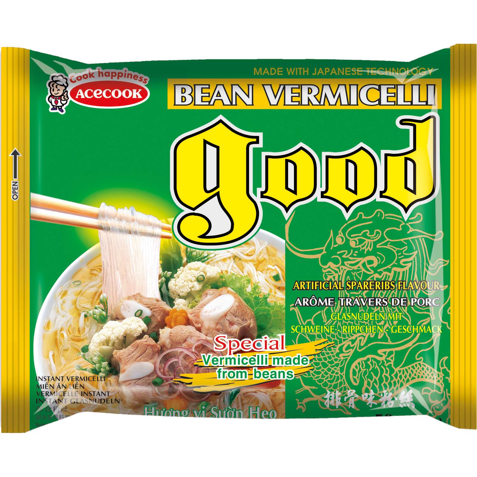 ACECOOK Instant Glasnudeln mit Spareribs Geschmack 56g